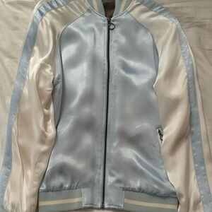 Embroidered Satin Bomber Jacket